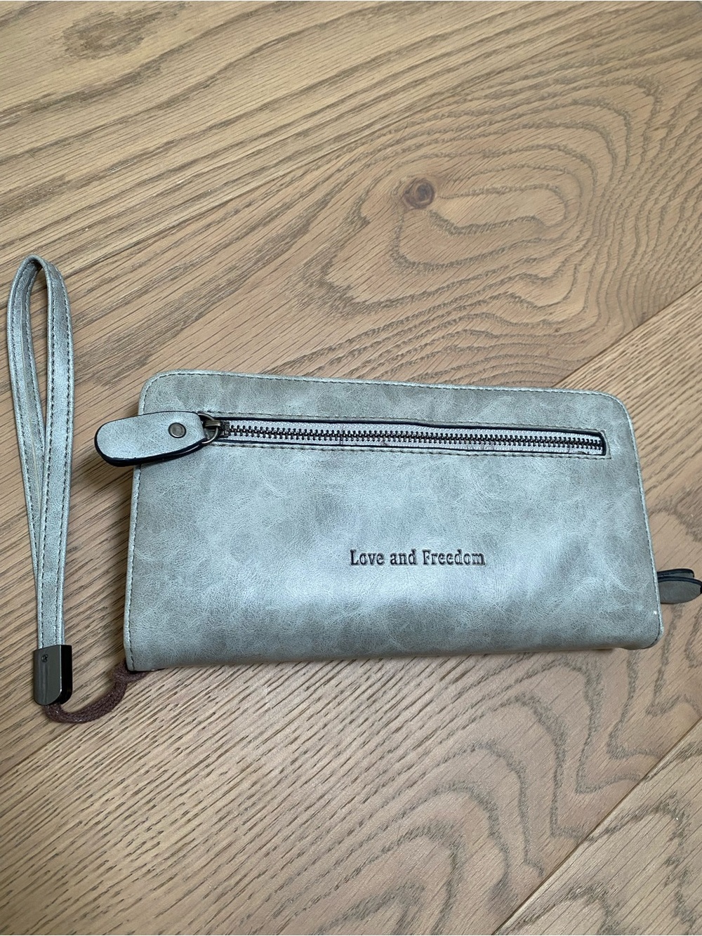 Love and Freedom Wristlet in Grey